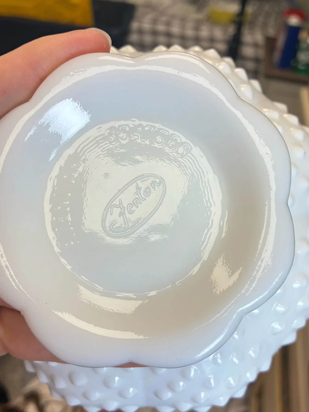 Fenton White Hobnail‎ Milk Glass candle holder